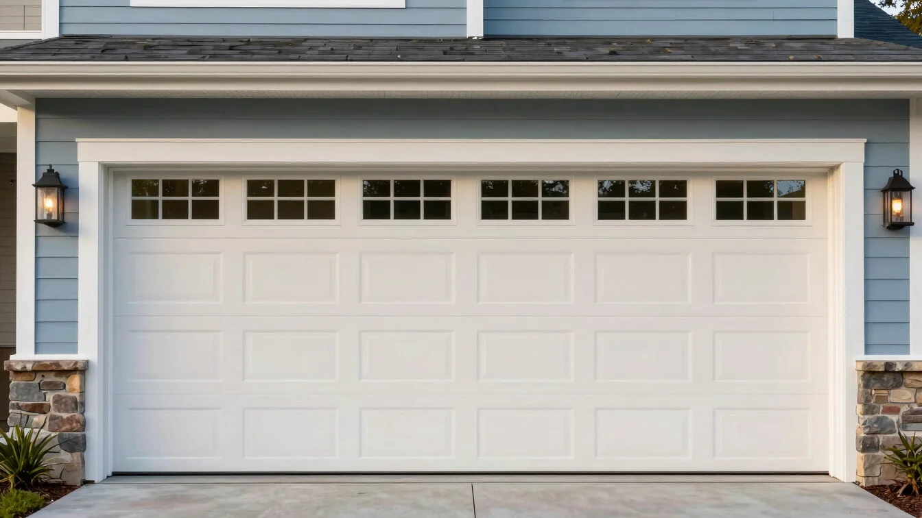 Modern residential garage door installation detail