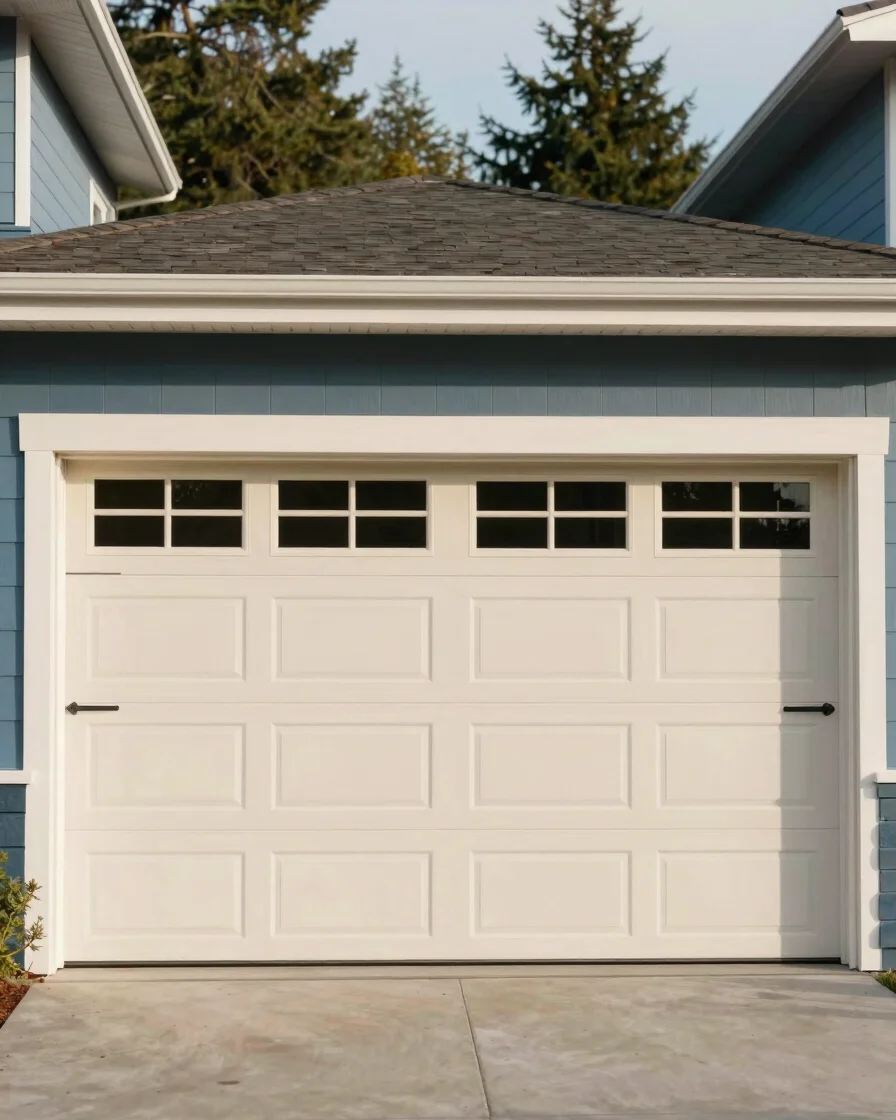 Modern residential garage door on a Pacific Northwest home